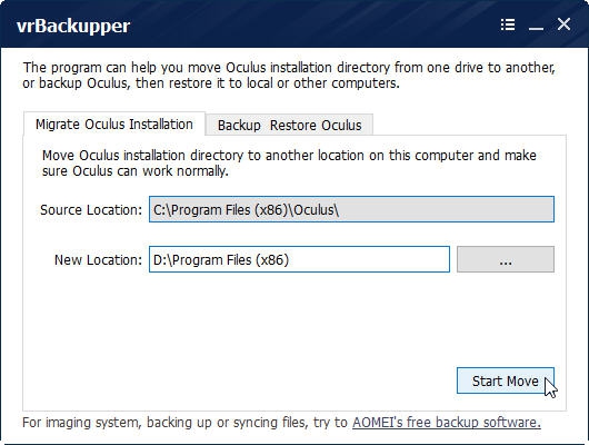 VrBackupper (โปรแกรม VrBackupper สำรอง และเรียกคืนการติดตั้ง Oculus Rift ฟรี) : 