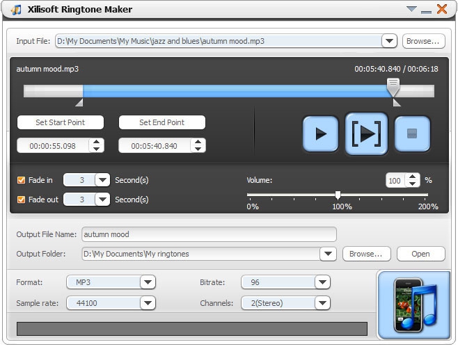 Xilisoft Ringtone Maker (โปรแกรม Xilisoft Ringtone Maker สร้างเสียงเพลง ริงโทน) : 