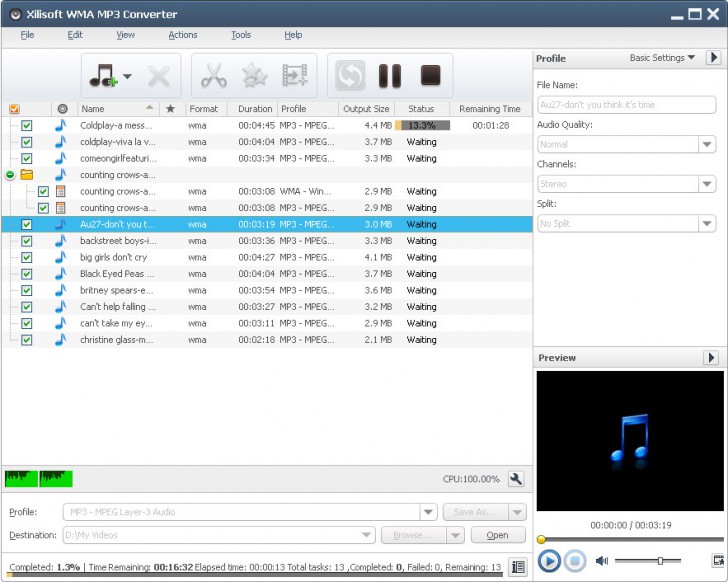 Xilisoft WMA MP3 Converter (โปรแกรมแปลงไฟล์ WMA เป็น MP3) : 