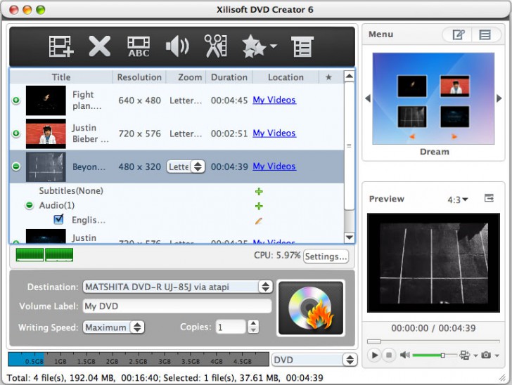 Xilisoft Mac DVD Toolkit (โปรแกรมเครื่องมือจัดการ DVD สำหรับ Mac) : 
