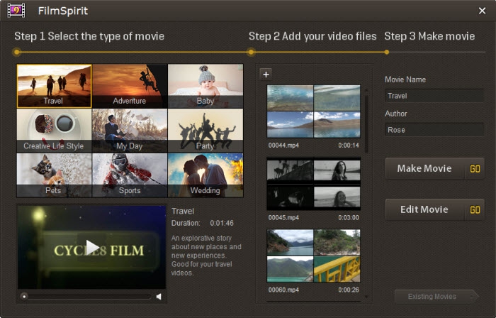 Cycle8 FilmSpirit (โปรแกรม Cycle8 FilmSpirit สร้างวิดีโอ ตัวอย่างภาพยนตร์) : 