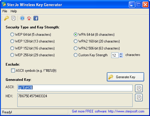 Wireless Key Generator (โปรแกรมสร้าง Generate Key​​​​​​​ ที่หนาแน่น ป้องกันการแฮก ฟรี) : 