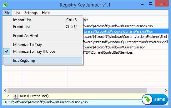 Registry Key Jumper (โปรแกรมย้ายไฟล์รีจีสทรี Registry Key Jumper) : 