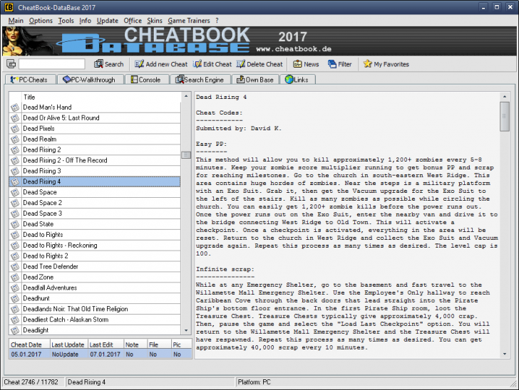 CheatBook DataBase (โปรแกรมรวมสูตรเกมส์ สูตรโกงเกมส์ มากที่สุด ในโลก) : 