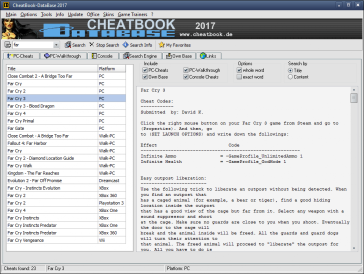 CheatBook DataBase (โปรแกรมรวมสูตรเกมส์ สูตรโกงเกมส์ มากที่สุด ในโลก) : 