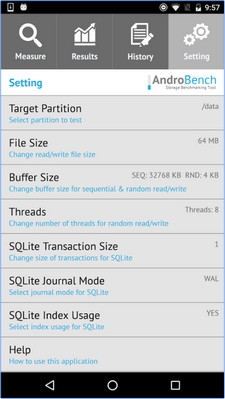 Androbench Storage Benchmark (App ตรวจสอบ ทดสอบหน่วยความจำ บนมือถือสมาร์ทโฟน) : 