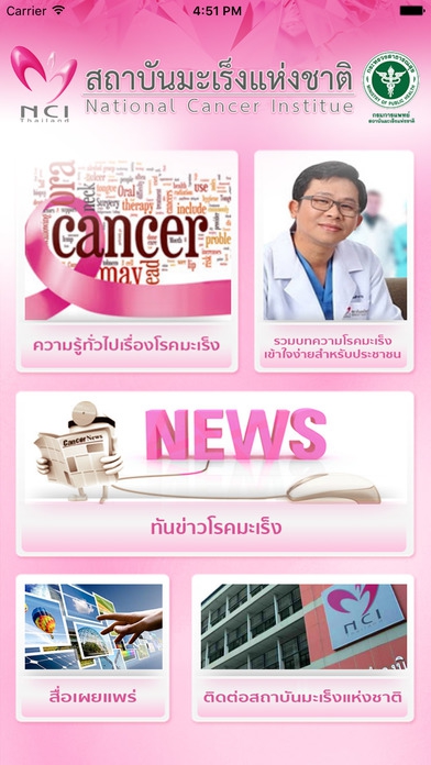 รู้ทันโรคมะเร็ง (App รวบรวมเรื่องความรู้เกี่ยวกับโรคมะเร็ง) : 