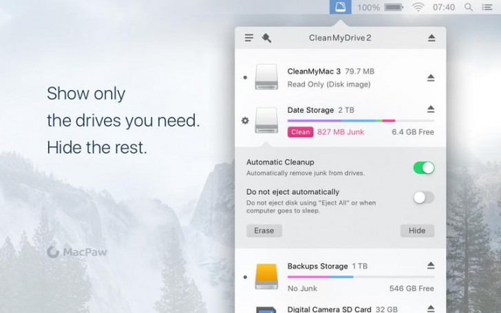 CleanMyDrive (โปรแกรมเคลียร์ขยะ บนไดร์ฟ เช็คสถานะข้อมูล บน Mac) : 