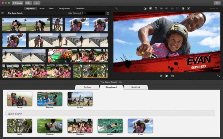 iMovie (โปรแกรม iMovie ตัดต่อวิดีโอ สไลด์โชว์ ระดับสตูดิโอ บน Mac จาก Apple ฟรี) : 