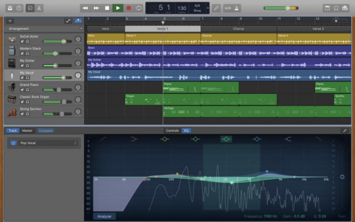 GarageBand (โปรแกรม GarageBand สร้างเสียง เครื่องดนตรี บน Mac จาก Apple ฟรี) : 