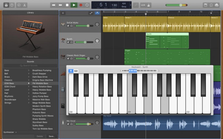 GarageBand (โปรแกรม GarageBand สร้างเสียง เครื่องดนตรี บน Mac จาก Apple ฟรี) : 