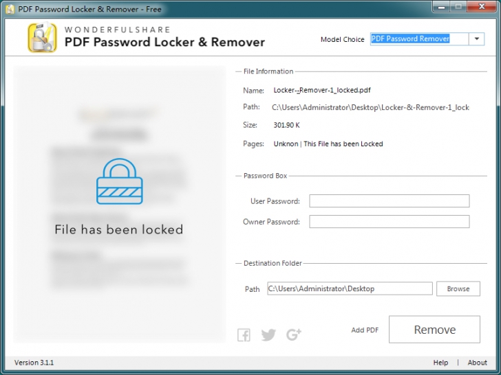 PDF Password Locker & Remover (โปรแกรมตั้งรหัสผ่านสำหรับ ล็อค-ปลดล็อคไฟล์ PDF) : 