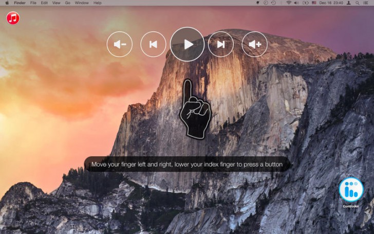 ControlAir (โปรแกรม ControlAir ควบคุม iTunes ด้วยนิ้ว ผ่านกล้อง บน Mac ฟรี) : 