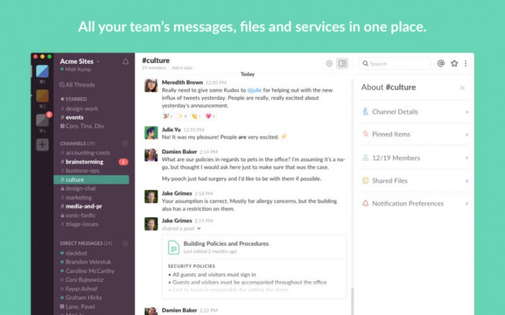 Slack (โปรแกรม และ App แชท ใช้พูดคุยสื่อสาร คนในองค์กร พนักงานในบริษัท โดยเฉพาะ) : 