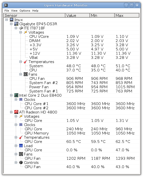 Open Hardware Monitor (โปรแกรมวัดอุณหภูมิ วัดไฟฟ้า วัดความเร็ว ของคอมพิวเตอร์ ฟรี) : 