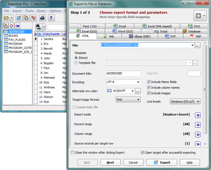 Exportizer (โปรแกรม Exportizer ฟรี แปลงไฟล์ Database สำหรับนำไปใช้งานกับโปรแกรมอื่น) : 