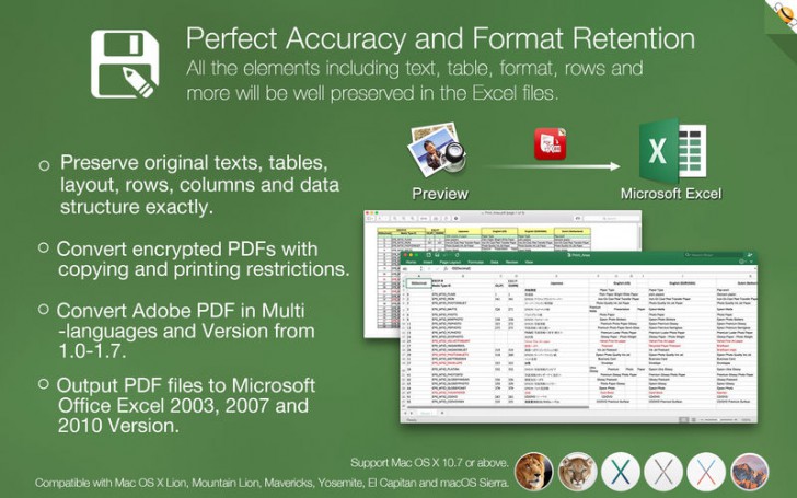 PDF to Excel by Flyingbee (โปรแกรม PDF to Excel แปลงไฟล์ PDF เป็น Excel บน Mac ฟรี) : 