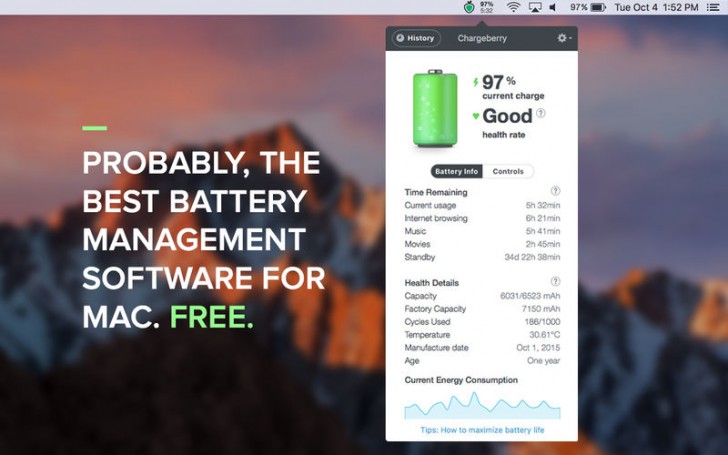 Chargeberry (โปรแกรม Chargeberry เช็คสุขภาพ แบตเตอรี่ บนเครื่อง Mac) : 