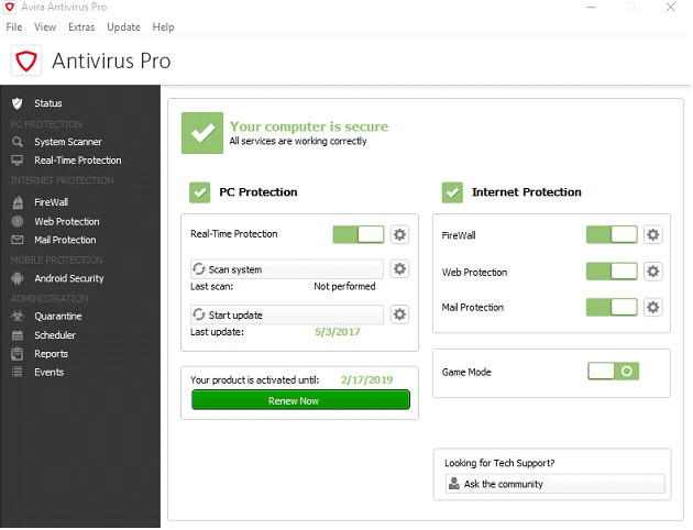 Avira Antivirus Pro (โปรแกรม Avira Antivirus ป้องกันไวรัส) : 