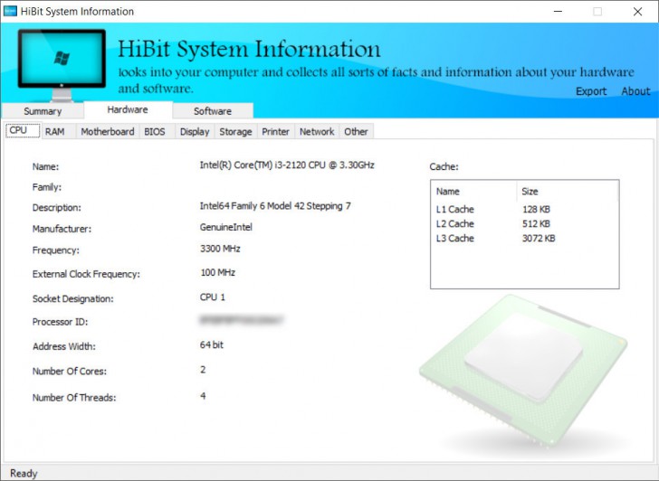 HiBit System Information (โปรแกรม HiBit System Information เช็คสเปคคอมแบบละเอียด ฟรี) : 
