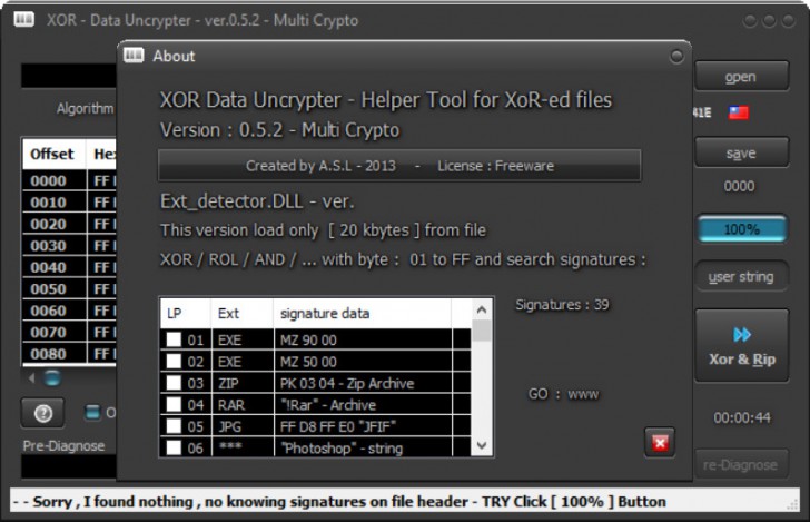 Xor Binary Data Uncrypter (โปรแกรมเข้ารหัสไฟล์ อ่านข้อมูล Binary Data ฟรี) : 
