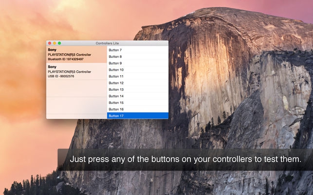 Controllers Lite (โปรแกรม Controllers Lite เช็คปุ่มจอย คอนโทรลเลอร์ บน Mac) : 
