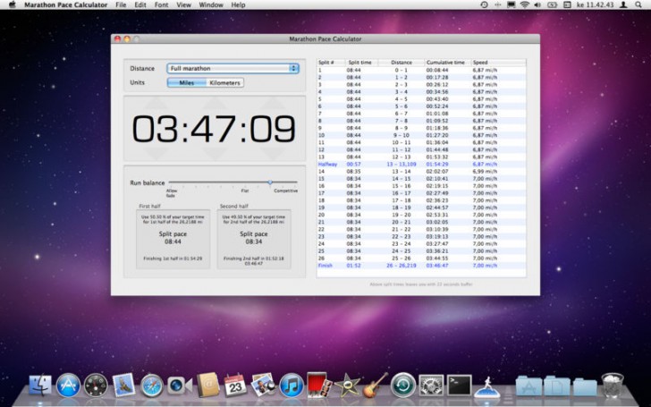 Marathon Pace Calculator (โปรแกรม Marathon Pace คำนวณระยะทางวิ่งมาราธอน บน Mac) : 