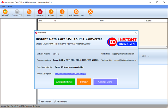 Instant Data Care OST to PST (โปรแกรมแปลงไฟล์ OST เป็น PST) : 