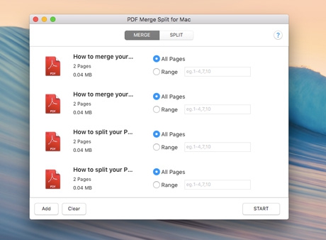 PDF Merge Split (โปรแกรมรวมไฟล์ แยกไฟล์ PDF บน Mac ฟรี) : 