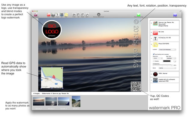 watermark PRO (โปรแกรม watermark PRO ใส่ลายน้ำ ข้อความ โลโก้ ลงบนรูป สำหรับ Mac) : 