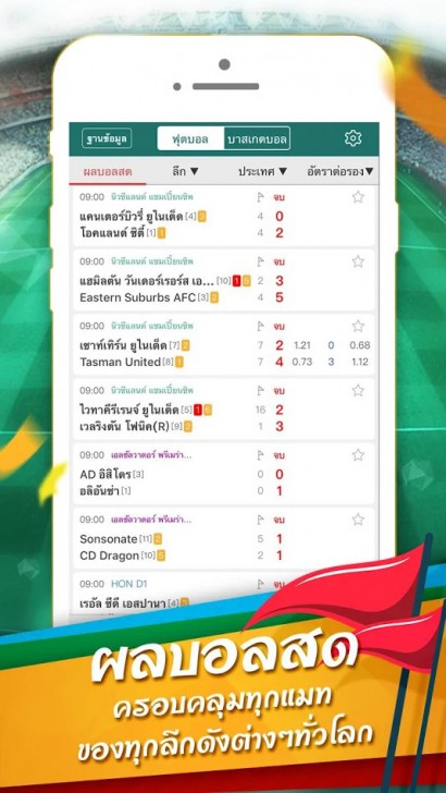 Thscore (App รายงานผลบอลสดภาษาไทย จากลีกฟุตบอล ต่างๆ ทั่วโลก) : 
