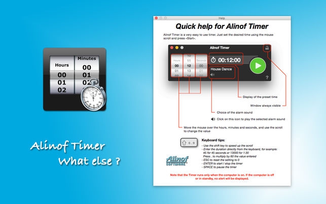 Alinof Timer (โปรแกรม Alinof Timer จับเวลา บนหน้าจอ ง่ายๆ บน Mac) : 