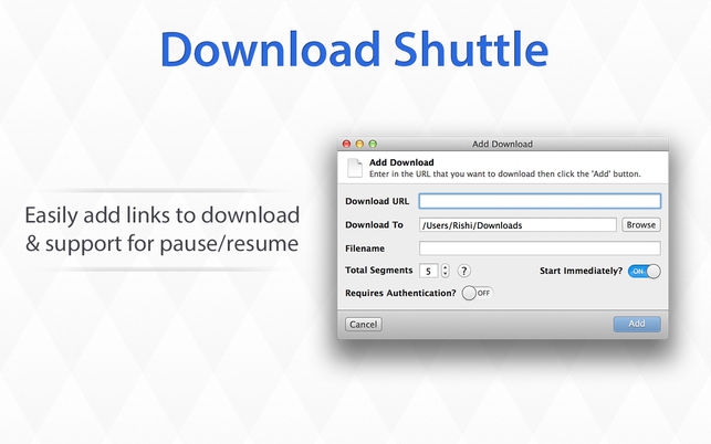 Download Shuttle (โปรแกรม Download Shuttle จัดการดาวน์โหลดไฟล์ บน Mac) : 