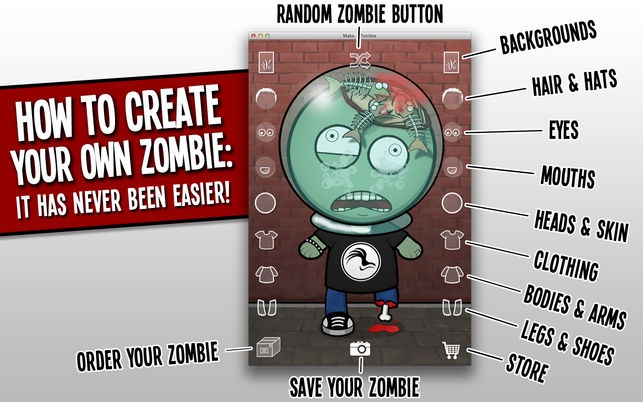Make A Zombie (โปรแกรม Make A Zombie สร้างตัวการ์ตูนซอมบี้ บน Mac) : 
