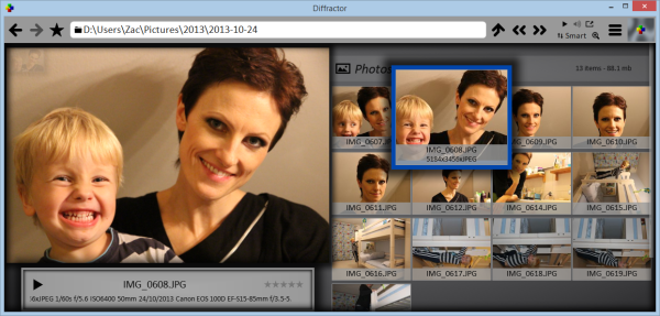 Diffractor (โปรแกรม Diffractor ดูรูปภาพ จัดการรูปภาพ บน PC ใช้ฟรี) : 