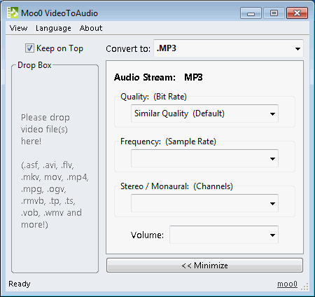 Moo0 Video Audio Extractor (โปรแกรมแยกไฟล์เสียงออกจากวิดีโอ ฟรี) : 