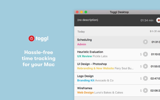 Toggl Desktop (โปรแกรม Toggl Desktop ควบคุมเวลา ติดตามการทำงาน บน Mac) : 