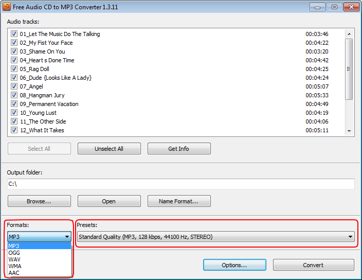 Free Audio CD to MP3 Converter (โปรแกรมแปลงแผ่น CD เป็นไฟล์ MP3 ฟรี) : 