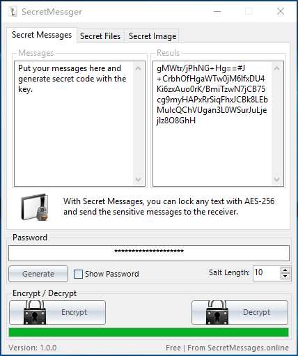Secret Messager (โปรแกรม Secret Messager เข้ารหัสข้อความ ล็อกไฟล์และรูปภาพ ฟรี) : 