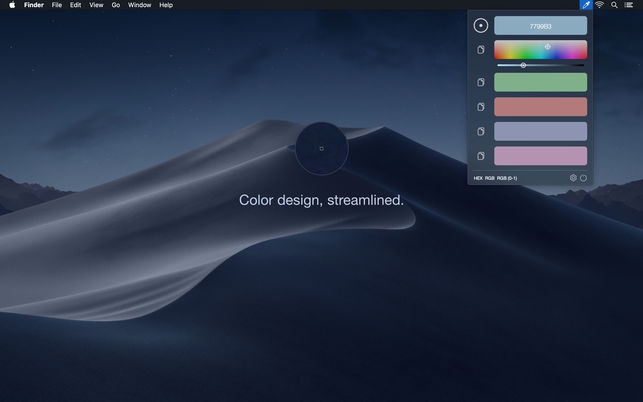 Color Note (โปรแกรม Color Note บันทึกค่าสีตัวอย่าง เลือกผ่านเมนูบาร์ บน Mac) : 