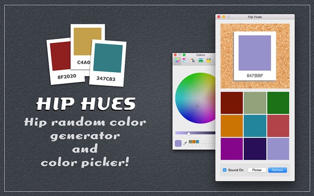 Hip Hues (โปรแกรม Hip Hues เครื่องมือสุ่มเลือกสี ค้นหาสีใหม่ๆ แบบฮิปๆ บน Mac) : 