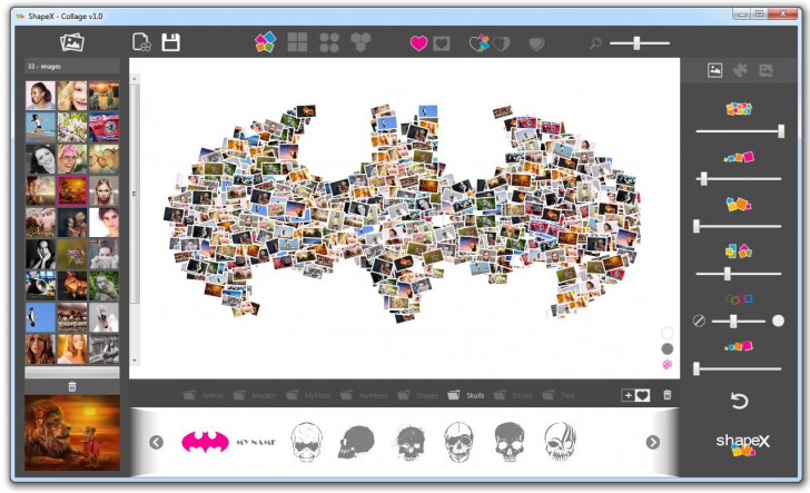 ShapeX (โปรแกรมแต่งรูป ShapeX รวมรูปภาพ สร้างภาพเป็นรูปร่างต่างๆ สวย ใช้ฟรี) : 