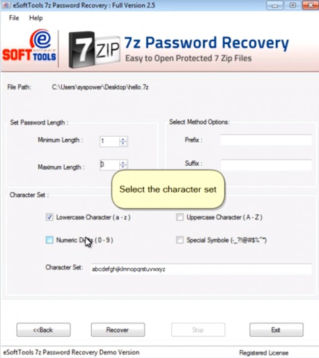 7z Password Recovery (โปรแกรมปลดล็อกไฟล์ 7z กู้คืนรหัสผ่านด้วยตัวเอง) : 