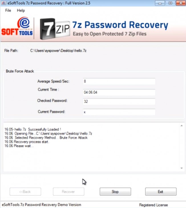 7z Password Recovery (โปรแกรมปลดล็อกไฟล์ 7z กู้คืนรหัสผ่านด้วยตัวเอง) : 