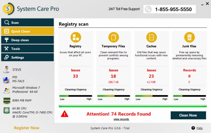 System Care Pro (โปรแกรม System Care Pro ดูแลเครื่องคอมพิวเตอร์ ฟรี) : 