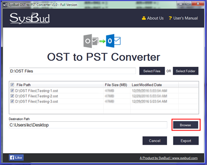 SysBud OST to PST Converter (โปรแกรมแปลงไฟล์อีเมล OST to PST) : 