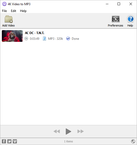 4K Video to MP3 (โปรแกรมแยกเสียง MP3 ออกจาก Video ฟรี) : 