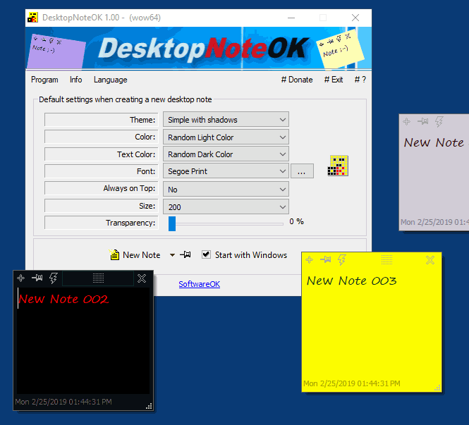 DesktopNoteOK (โปรแกรมเขียนโน้ต Post-it บน Desktop) : 