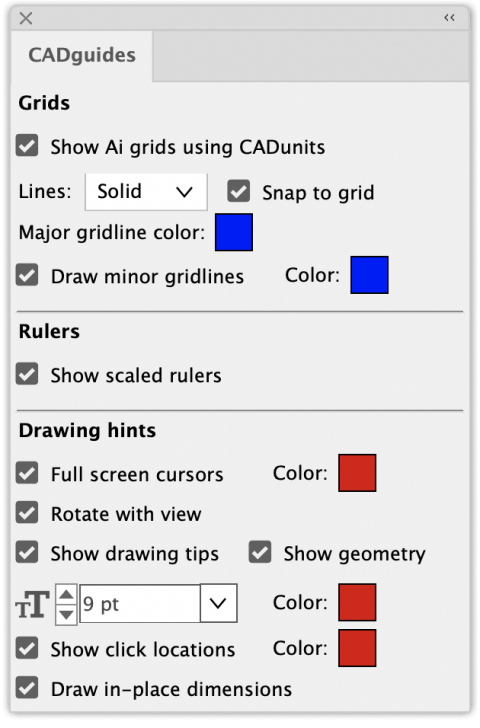 CADtools (โปรแกรมปลั๊กอินเสริมสำหรับงานออกแบบวิศวกรรมด้วย Adobe Illustrator) : 