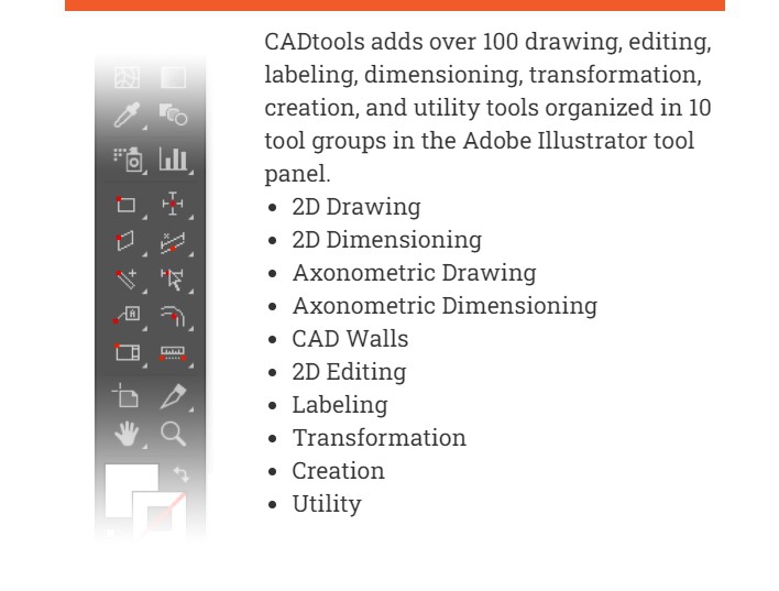 CADtools (โปรแกรมปลั๊กอินเสริมสำหรับงานออกแบบวิศวกรรมด้วย Adobe Illustrator) : 